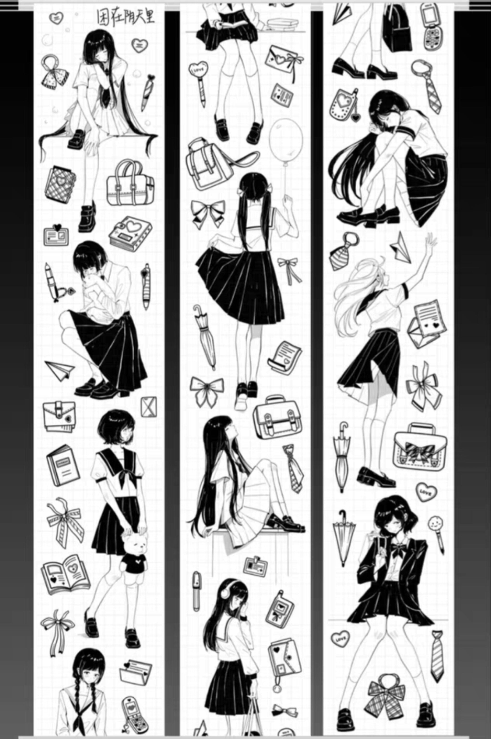 School Girl Emo Girls Clear PET Tape / Washi Tape 6x100cm